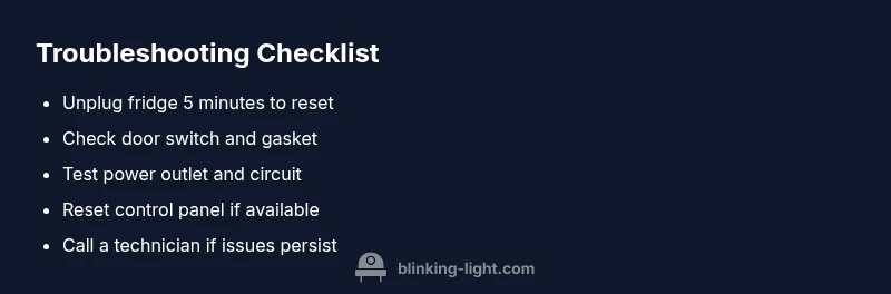 Checklist infographic for blinking refrigerator lights