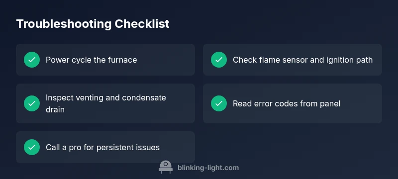 Checklist infographic for blinking furnace light troubleshooting