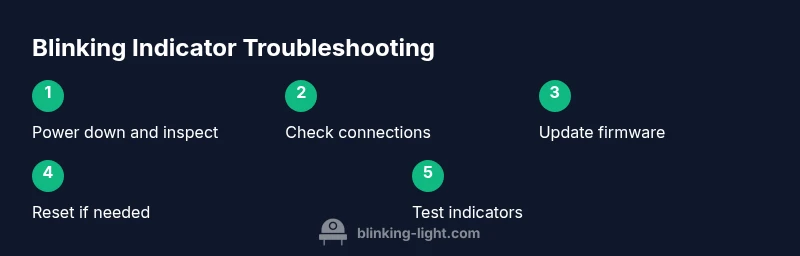 Process infographic showing steps to diagnose blinking key light nmax
