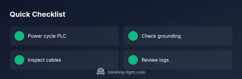 Checklist infographic for PLC blinking light troubleshooting