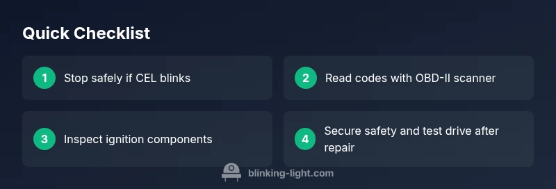 Infographic showing a quick diagnostic checklist for a blinking check engine light on a Silverado