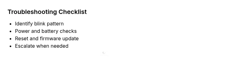 Checklist for troubleshooting blinking indicators