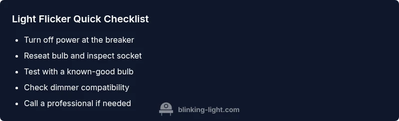 Checklist infographic for flickering light fix