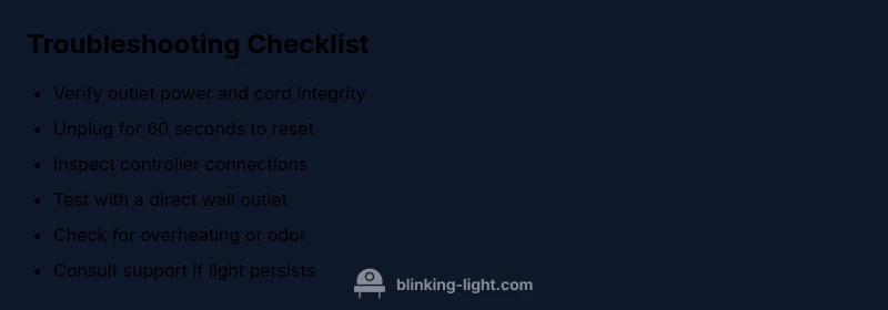 Checklist for troubleshooting blinking indicator on Biddeford electric throw