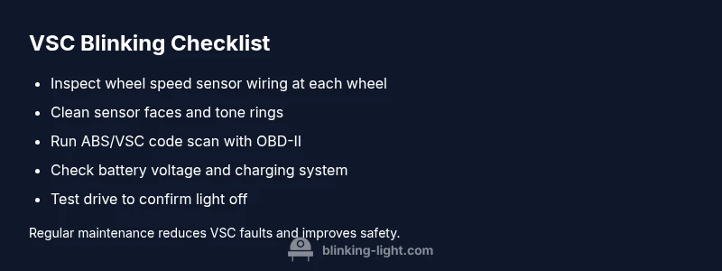 Checklist for diagnosing a blinking VSC light on a car dashboard