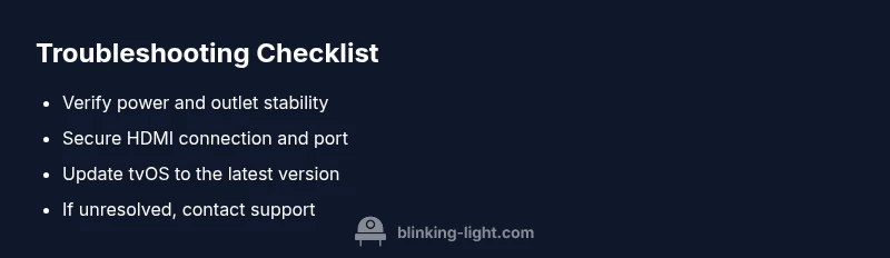 Checklist infographic for Apple TV blinking light troubleshooting