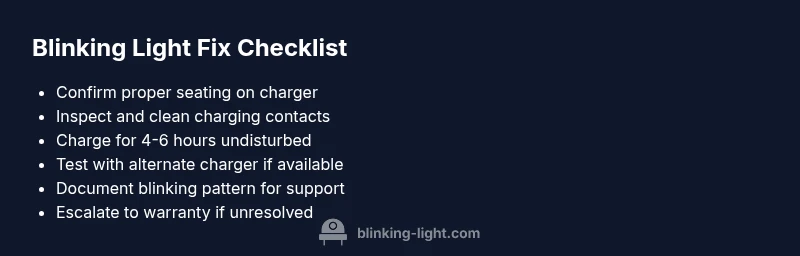 Checklist infographic for fixing a blinking Sonicare toothbrush light