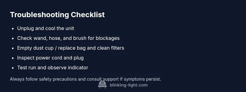 Checklist for troubleshooting blinking light on Shark vacuum