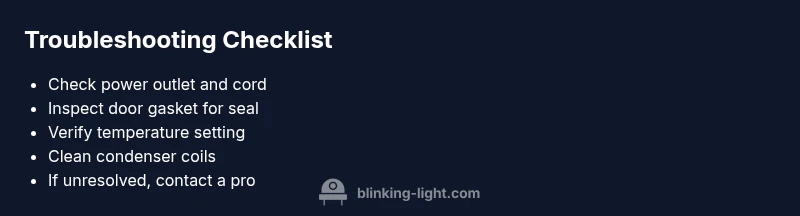 Checklist infographic for blinking fridge light troubleshooting