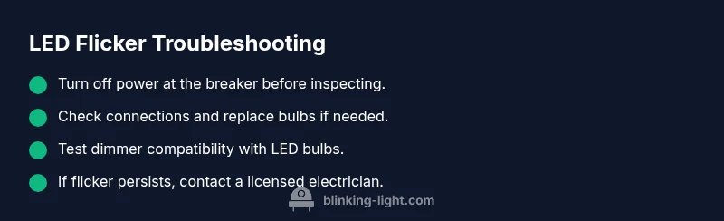 Checklist infographic for LED flicker troubleshooting