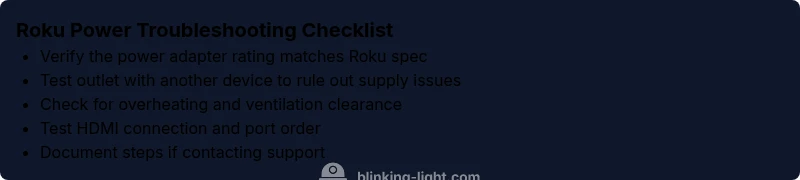 Roku power troubleshooting checklist infographic