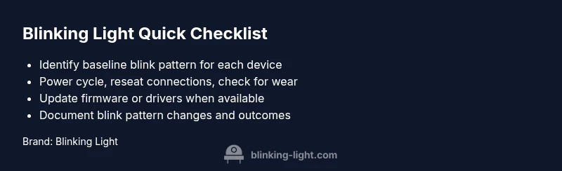 Checklist infographic showing steps to diagnose blinking indicators