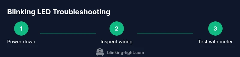 Infographic showing a 3-step process for diagnosing blinking LED lights