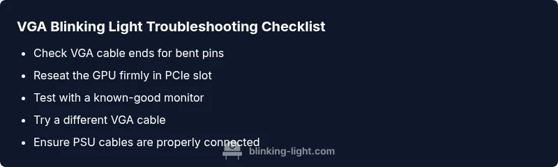 Checklist for diagnosing VGA blinking light indicators