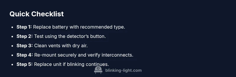 Checklist infographic for blinking smoke detector lights
