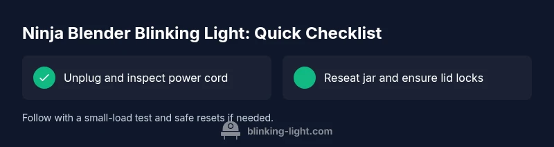 Checklist infographic showing steps to fix Ninja blender blinking light