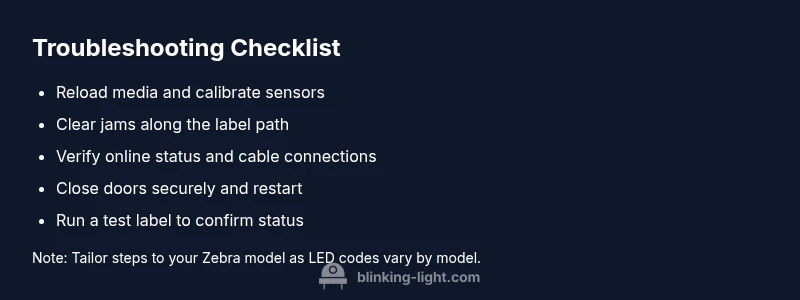 Checklist for troubleshooting blinking red light Zebra printer