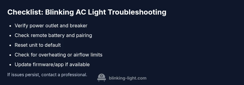 Infographic checklist for diagnosing blinking AC light issues