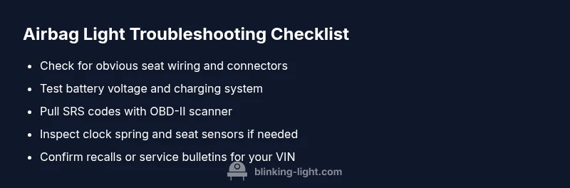 Checklist infographic for airbag light troubleshooting