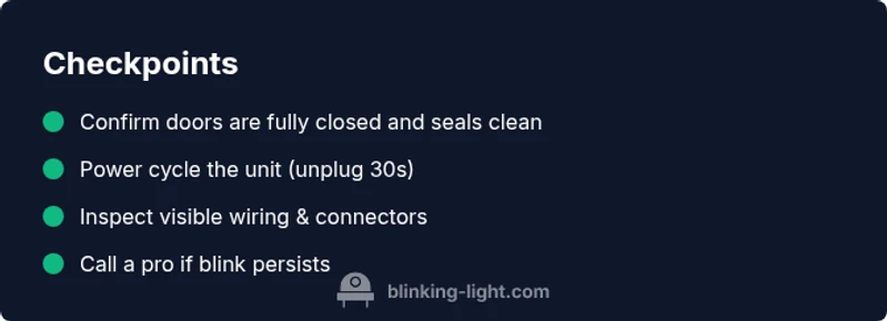 Checklist for diagnosing a blinking light on a Samsung fridge