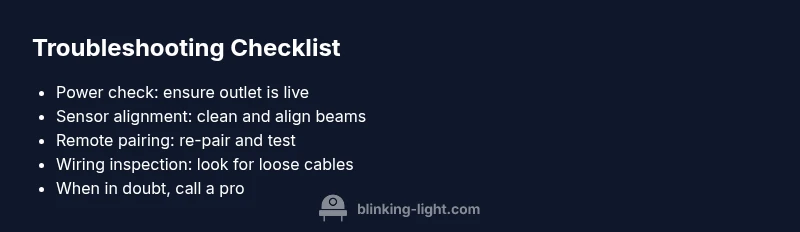 Checklist infographic for Chamberlain blinking light