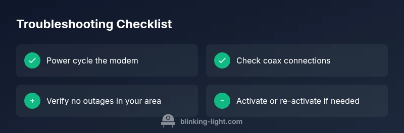 Checklist for troubleshooting a red blinking light on a Xfinity modem
