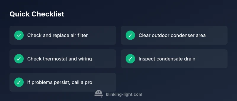 Checklist infographic for Carrier HVAC blinking light troubleshooting