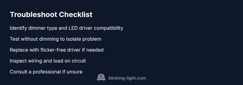 Checklist infographic for LED downlight flickering troubleshooting