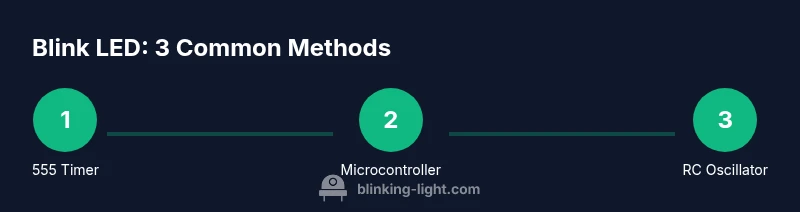Process flow for blinking LEDs using 555 timer, microcontroller, RC oscillator
