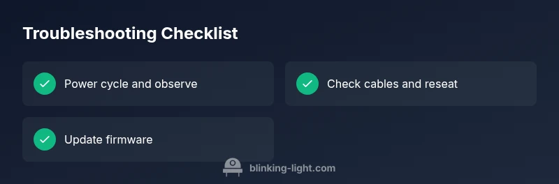 Infographic checklist for troubleshooting a blinking indicator light