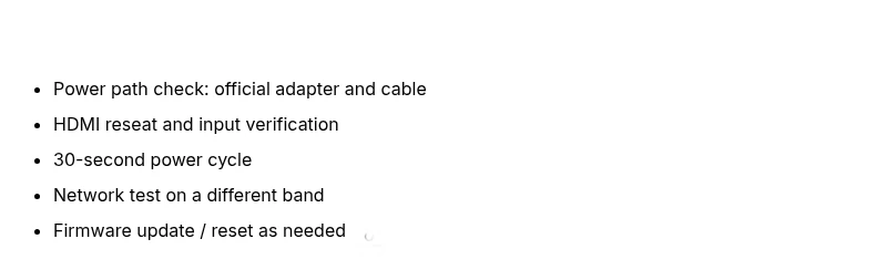 Checklist for blinking light Roku Stick troubleshooting