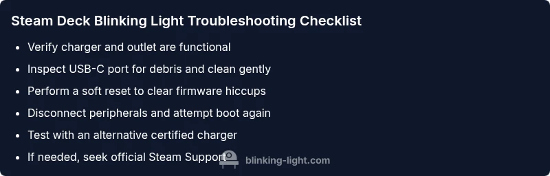 Checklist for troubleshooting Steam Deck blinking light