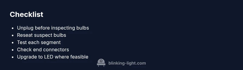 Checklist infographic for flashing christmas lights troubleshooting
