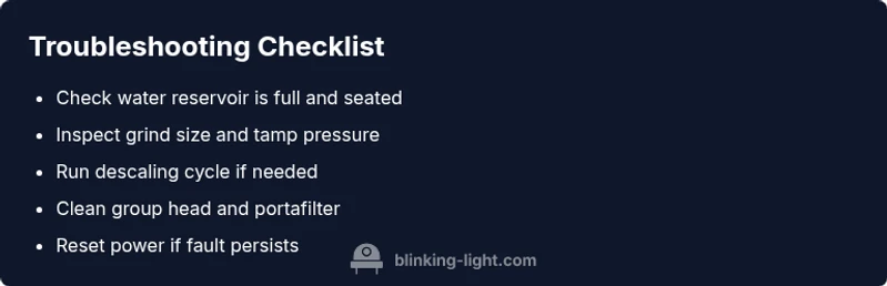 Checklist for Breville Barista Express blinking light troubleshooting