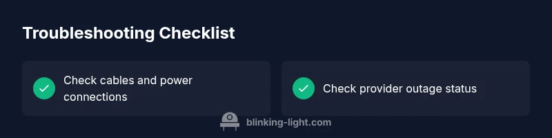 Infographic checklist for troubleshooting a blinking green light on a Xfinity modem