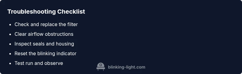 Checklist infographic for Philips air purifier blinking light troubleshooting