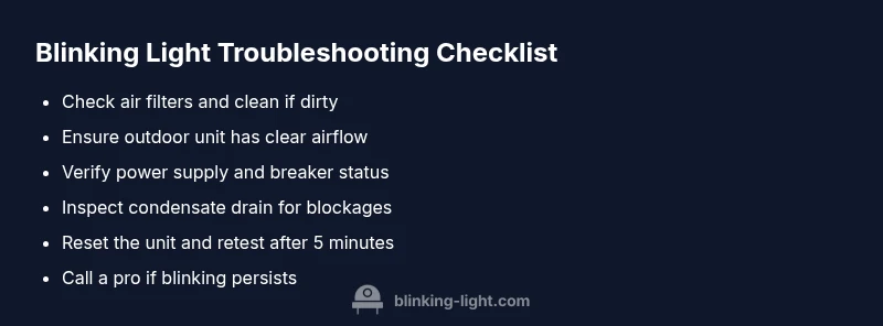 Checklist infographic for Mitsubishi mini split blinking light troubleshooting