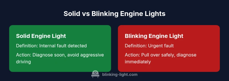 Comparison infographic: solid vs blinking engine lights