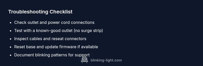 Checklist for troubleshooting blinking light on Tempur-Pedic adjustable base